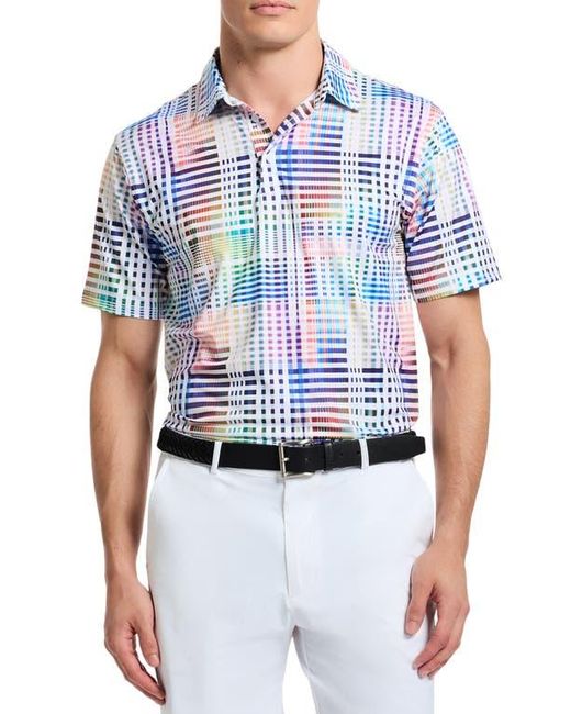 Robert Graham Blue Wallis Geo Print Performance Polo for men