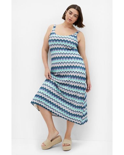 City Chic Blue Skye Chevron Midi Dress