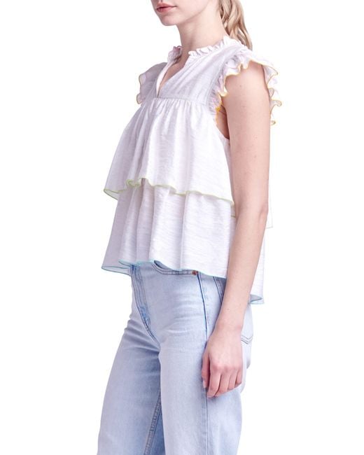 English Factory White Colorblock Edge Tiered Top