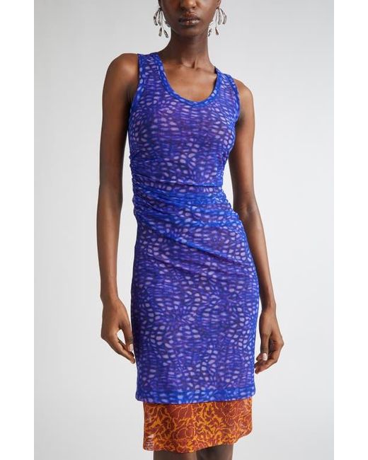 Dries Van Noten Purple Hoges Mixed Print Layered Mesh Dress