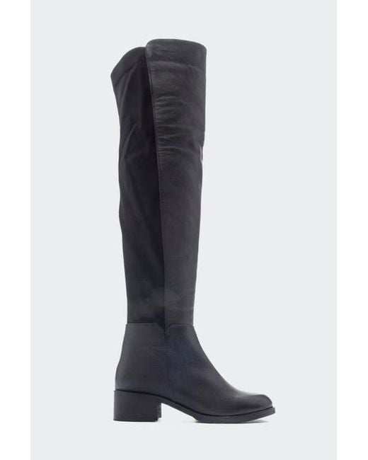 Forever & Always Shoes Black Cassie Leather Knee High Boot