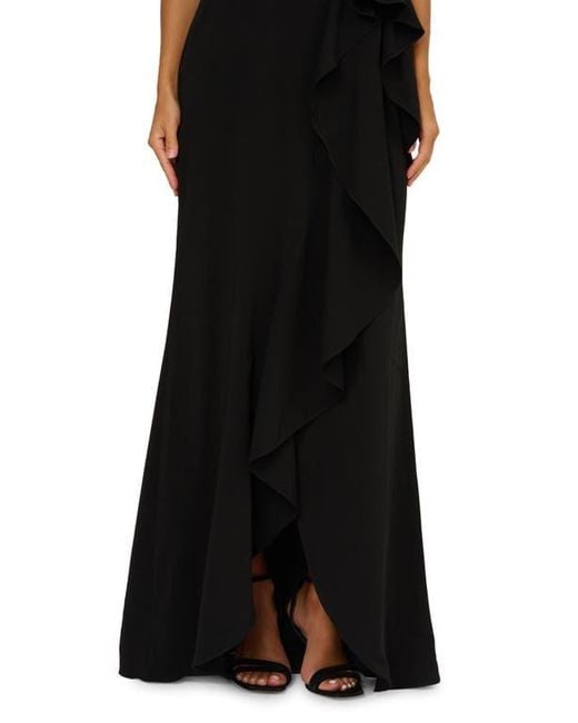 Adrianna Papell Beaded Bodice Strapless Mermaid Gown in Black | Lyst