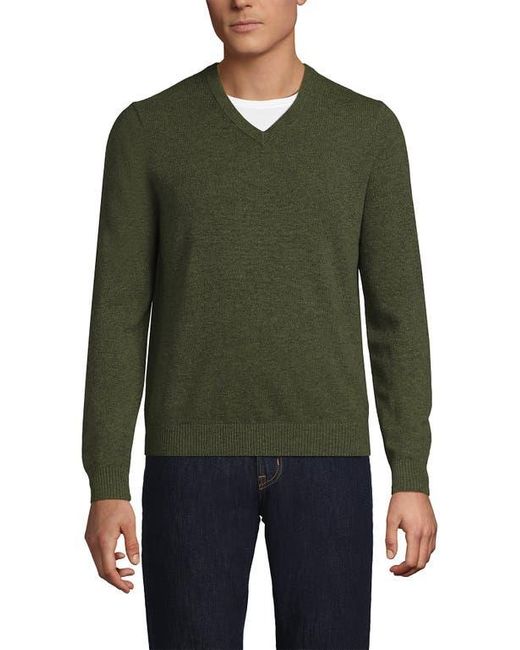 Lands' End Green Fine Gauge Cashmere V-Neck Sweater for men