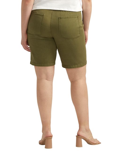 Jag Jeans Green Mid Rise Cotton & Linen Twill Shorts