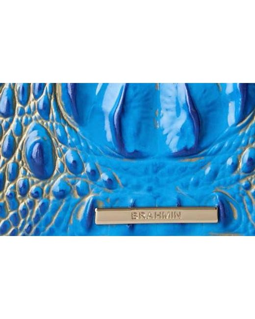 Brahmin Blue Cami Croc Embossed Leather Satchel