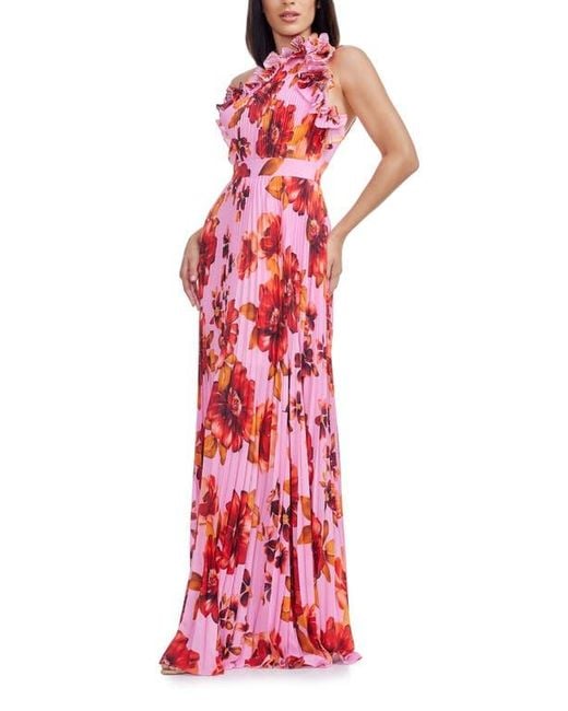 Dress the Population Red Vida Ruffle & Pleat Evening Gown