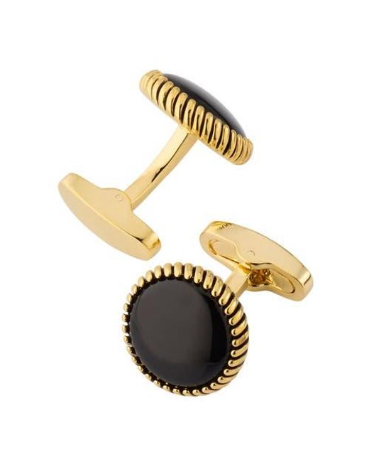 Link Up Metallic Round Cufflinks With Texture Border for men