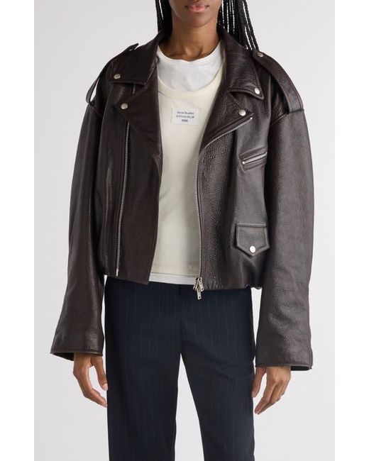 Acne Black Liso Leather Crop Moto Jacket