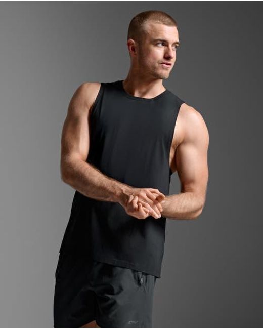 2xu Black Motion Cotton Flex Tank for men