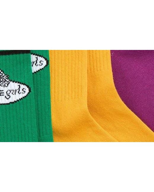 HOMMEGIRLS X Fruit Of The Loom Assorted 3-Pack Crew Socks in Green | Lyst