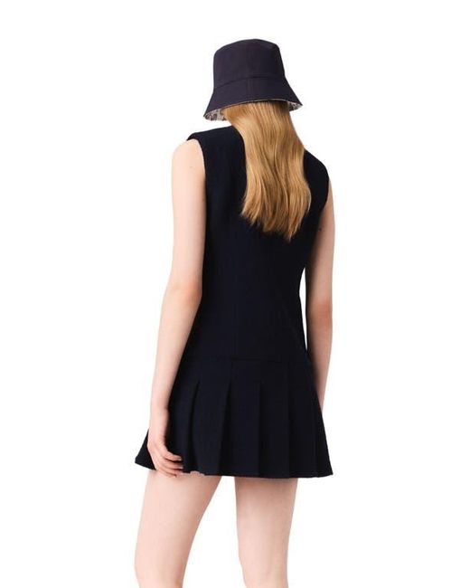Maje Black Mini Tweed Dress With Removable Collar