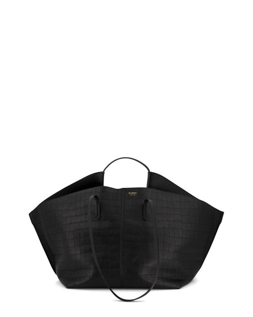 REE PROJECTS Large Ann Soft Croc Embossed Leather Tote in Black Lyst