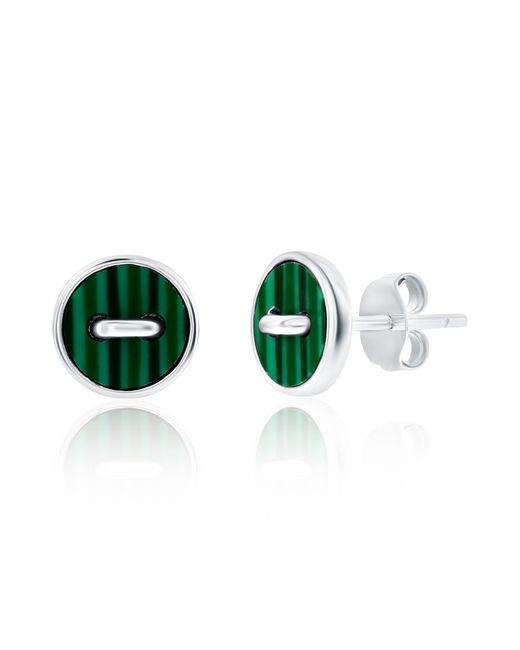 Donatello Gian Green Sterling Malachite Button Studs