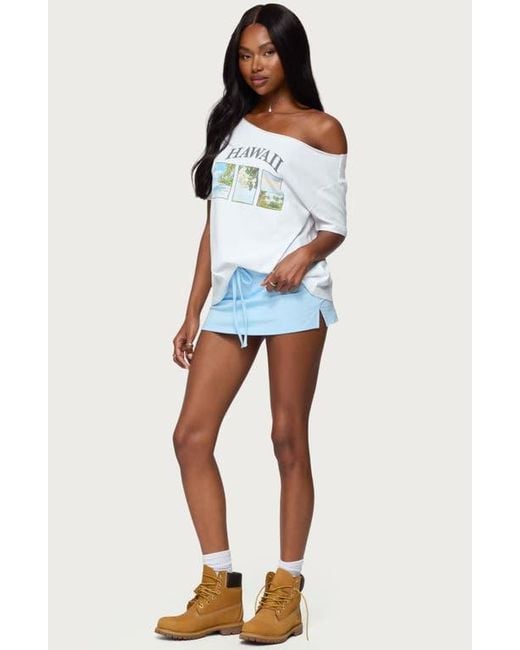 Edikted Blue Bayside Stretch Cotton Micro Skort