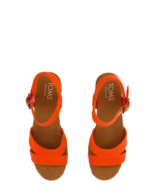 TOMS Orange Audrey Ankle Strap Espadrille Platform Wedge Sandal
