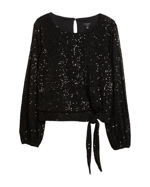 Tahari Black Sequin Top