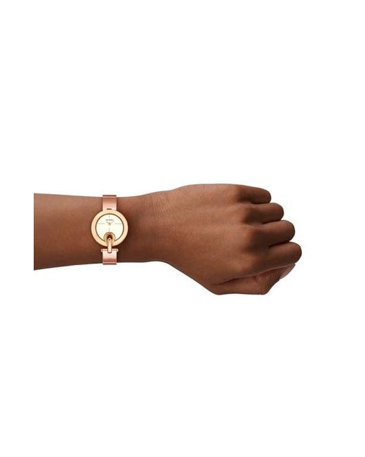 Tory Burch Pink The Small Pierced Leather Strap Watch, 30Mm