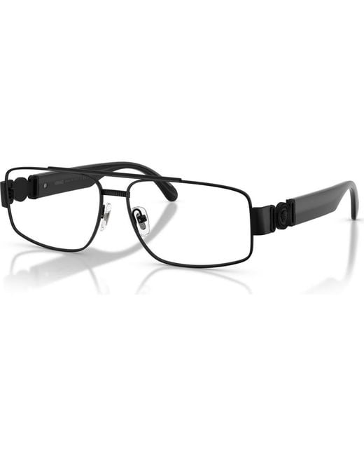 Versace Black 56Mm Rectangle Optical Glasses for men