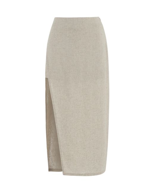 Nocturne White Pencil Skirt With Slit