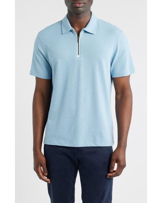 Bugatchi Blue Quarter Zip Polo for men