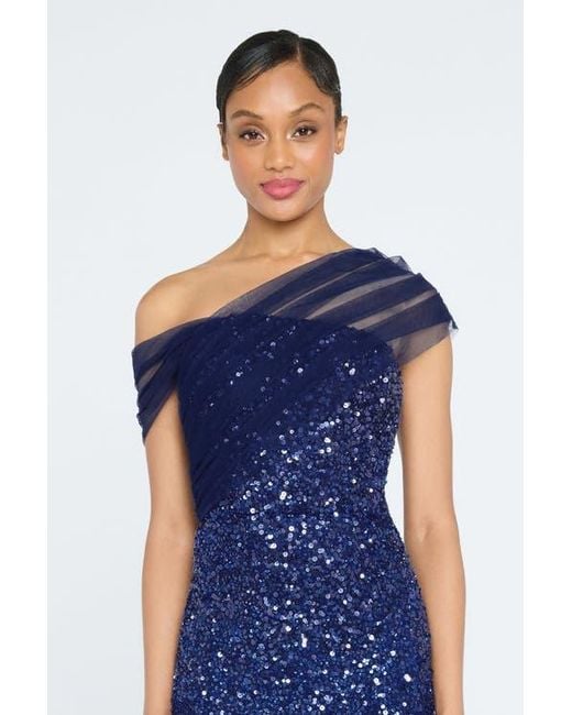 theia blue sequin dress Chelsea Ombre Petal Gown