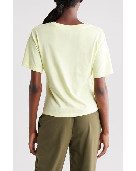 Zella Yellow Adjustable Ruched Pima Cotton T-shirt