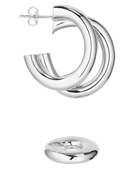 Rabanne White Triple Loop Hoop Earrings & Ear Cuff Set