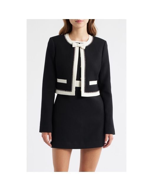 LoveShackFancy Black Ralphette Crystal Trim Colorblock Jacket