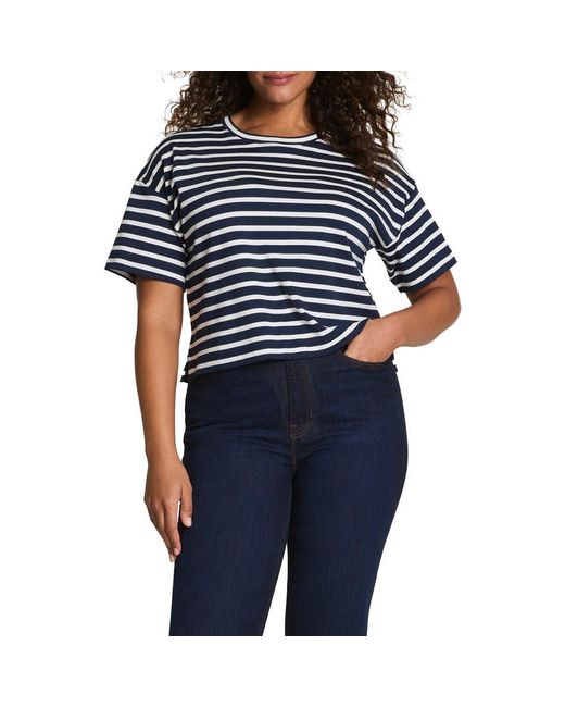 Spanx Black Cool Cotton Stripe Crewneck T-Shirt