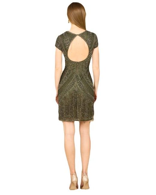 LARA New York Green Brooklyn Beaded Fitted Short Dress With Open Back