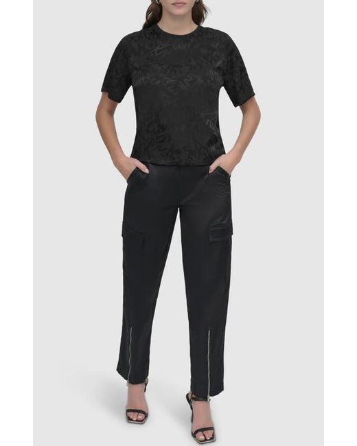 DKNY Black Scribble Logo Jacquard Top