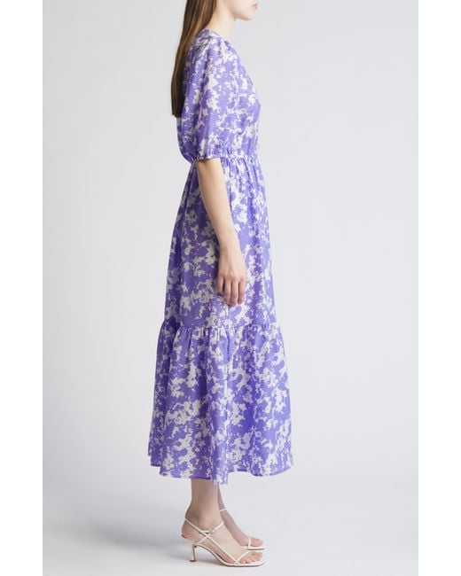 & Other Stories Purple & Puff Sleeve Maxi Dress