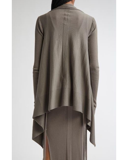 Rick Owens Brown Open Front Virgin Wool Cardigan