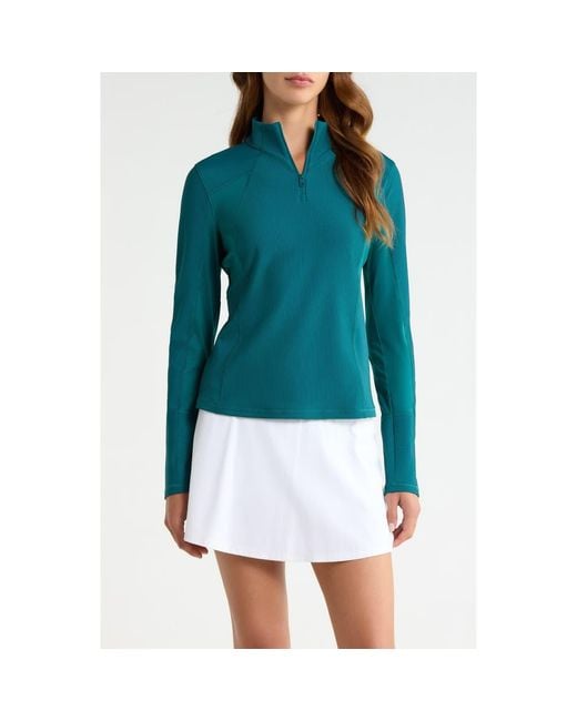 G/FORE Blue Two-Tone Rib Quarter Zip Performance Top