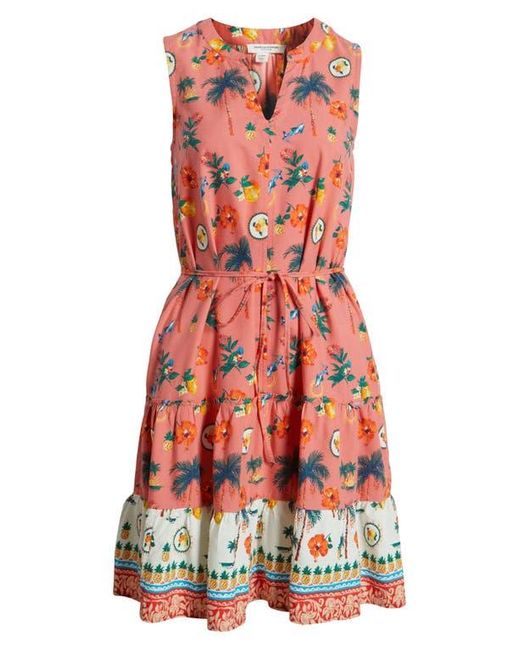 Beach Lunch Lounge Atlas Print Sleeveless Tiered Dress