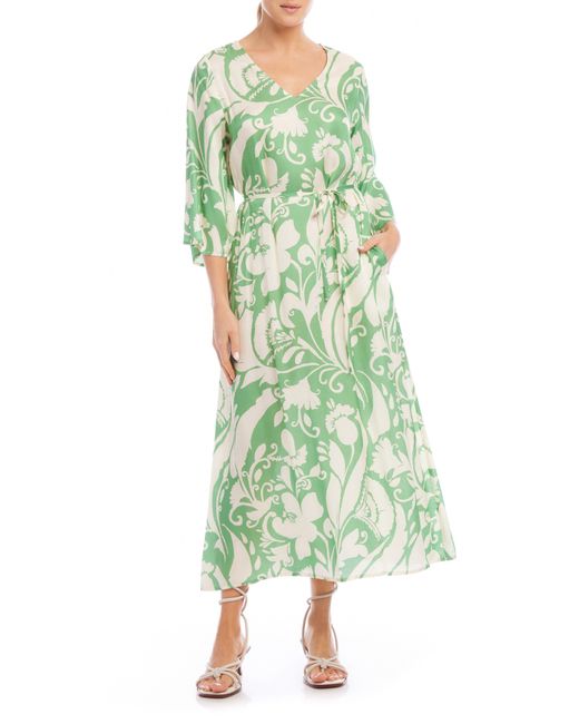 Fifteen Twenty Green Antonia Floral Maxi Dress