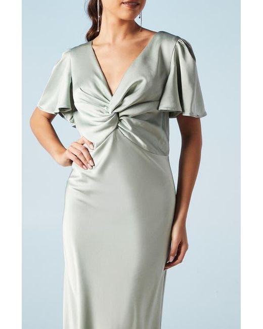 Oasis Blue Satin Midi Bridesmaids Dress