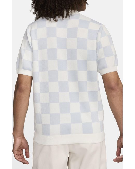 Nike White Club Checkers Jacquard Polo Sweater for men