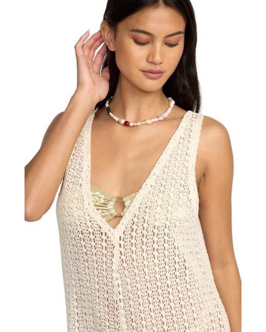 Billabong Natural Steller Time Open Stitch Cotton Cover-Up Romper