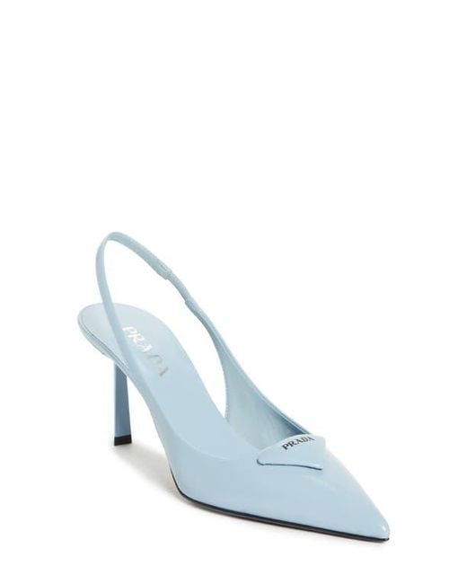 Prada Blue Modellerie Pointed Toe Slingback Pump