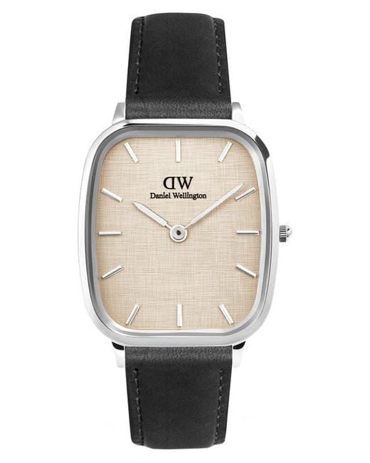 Daniel Wellington Black Marlon Sheffield Linen Leather Strap Watch, 32Mm X 36Mm for men