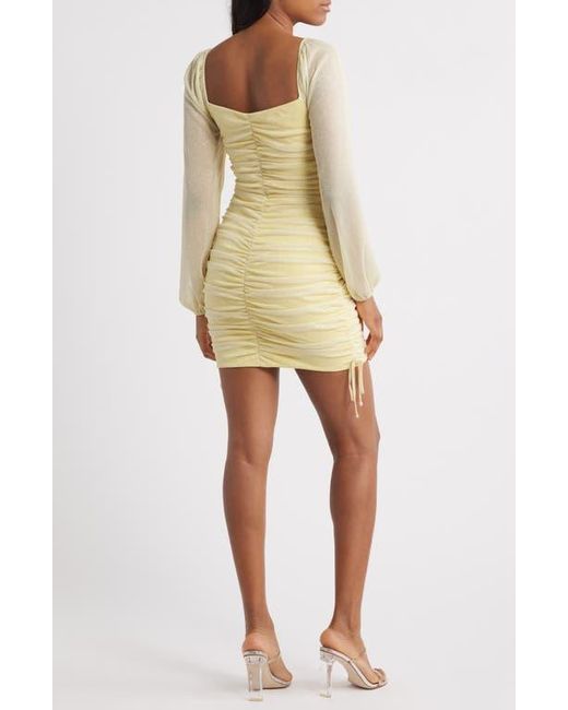 Jump Apparel Natural Ruched Glitter Long Sleeve Minidress