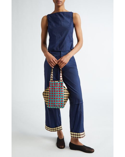 Coming of Age Blue Everyday Gingham Silk Taffeta Tote