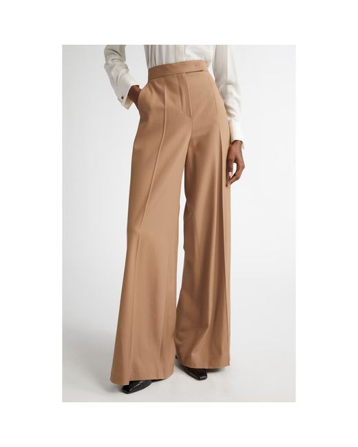 パンツ MAX MARA Ninfa virgin wool trouser Marrone Gabardine wool trousers, camel | 