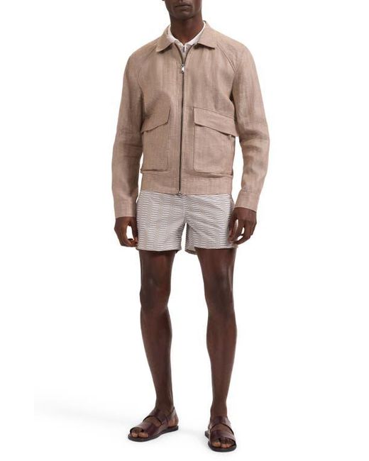 Bugatchi Brown Linen Bomber Jacket for men
