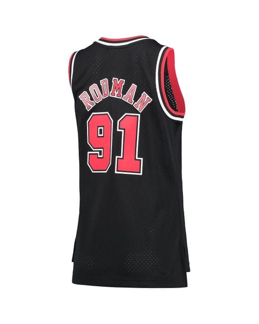 Chicago Bulls Dennis Rodman Black Red Swingman Jersey Mitchell