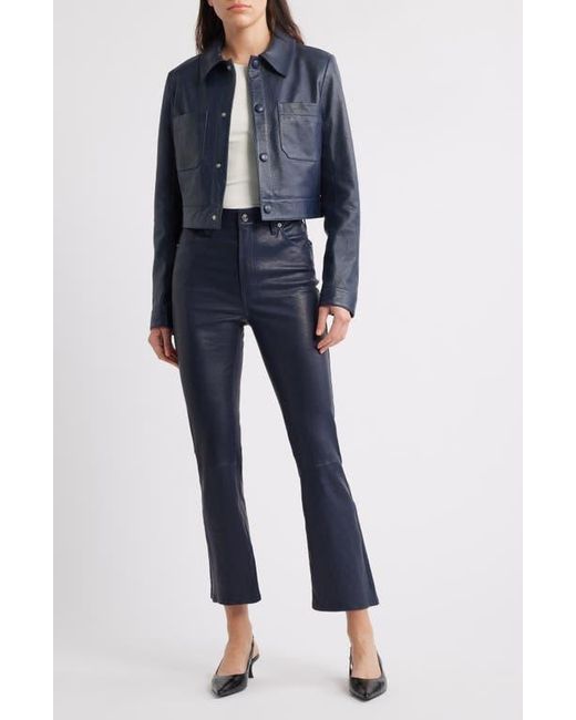 FRAME Blue Le Reboot Crop Leather Pants