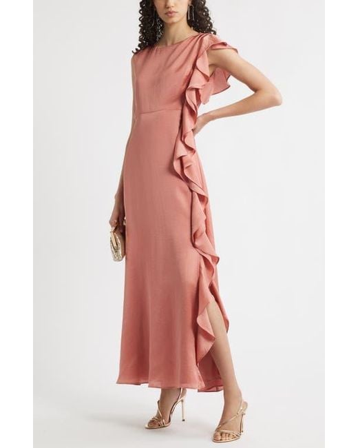 asymmetrical tartan dress BABARONI Halter Deep-V Neck Chiffon Asymmetrical Dresses-Dusty Rose, Dusty Rose / US0 main image 1