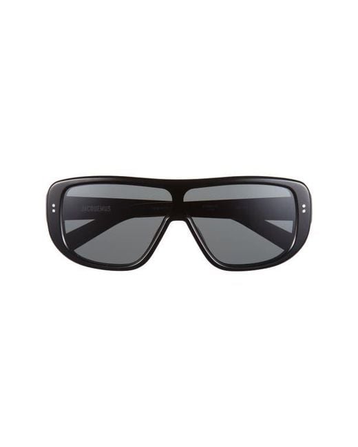 Jacquemus Black Polarized Shield Sunglasses