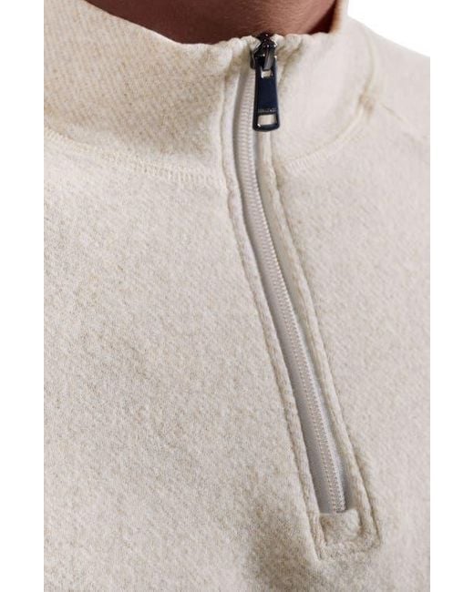 Bugatchi Gray Brushed Cotton Blend Quarter Zip Pullover for men